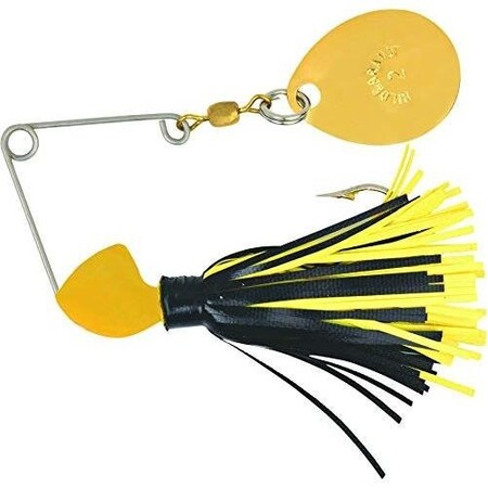 Hildebrandt Spin Dandy Microlite Spinnerbait, 18 Oz, Sz 2 Hook, Gold Head With Gold Blade Black  Yellow ODANG-BLYL